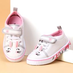 Cute Walk by Babyhug Shoes Kitty Print with Velcro Closure - Silver-image-49