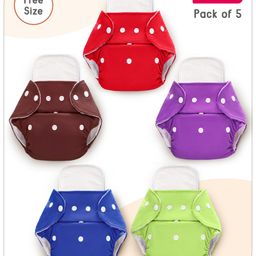 BabyhugFree Size Reusable Cloth Diaper with Inserts Pack of 5 - Multicolour-6