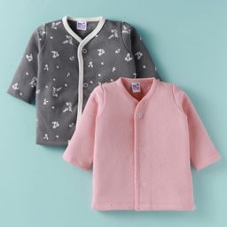 Ben Benny Fleece Knit Full Sleeves Jhablas with Floral Print Pack of 2 - Pink & Grey-image-33