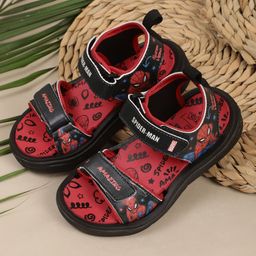 Kidsville Marvel Featuring  Spiderman Printed Sandals - Black & Red-image-5