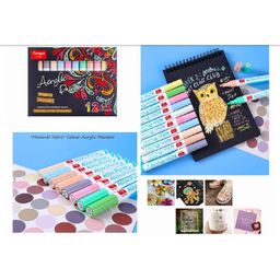 SANJARY Acrylic Paint Marker Pen Set of 12 Vibrant Colors - Multicolor-image-6