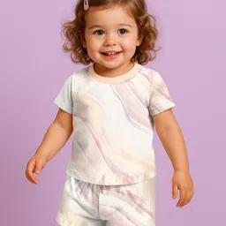 Babyoye 100% Cotton Knit Half Sleeves Printed Shorts Co-Ord Night Suit - Multicolor-picture-35