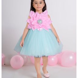 Ministitch Net Woven Sleeveless Bow Applique Detailed Dress - Sea Green-image-19
