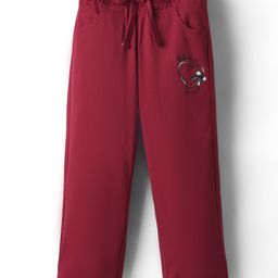 Olio Kids Looper Knit Full Length Lounge Pant With Text Print - Maroon-picture-7