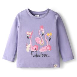 Ollypop Sinker Knit Full Sleeves T-Shirt With Flamingo Print - Plum-picture-37