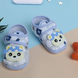 Baby Moo Animal Face Applique Detailed Anti Skid Booties - Blue-picture-29
