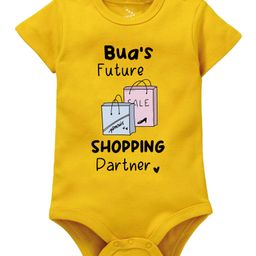 Zeezeezoo 100% Cotton Knit Family Theme Half Sleeves Buas Future Shopping Partner Text Printed Onesie - Yellow-picture-30