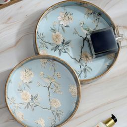 Duli Round Enamel Coated Multipurpose Serving Trays for Home and Dining Table - Set of 2 image 2