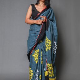 Pinkcity Trade World Blue Pure Cotton Ikat Sarees-picture-22
