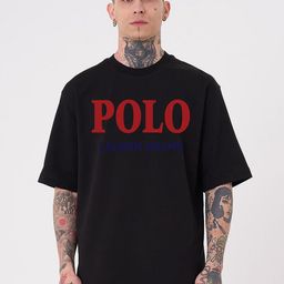LAUREN ADAMS Typography Printed Drop Shoulder Sleeves Pure Cotton Oversized T-Shirt-image-48