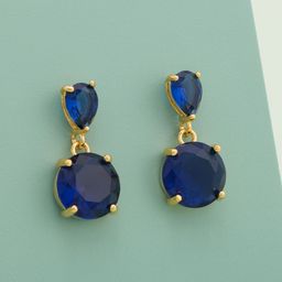 Kushal's Fashion Jewellery Gold Plated Zircon Studded Classic Drop Earrings-image-47