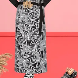 ArtzFolio White & Black Printed Cotton Waist Apron-picture-16
