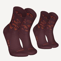 kalenji Running socks Run500 Thick and Mid-Calf - Pack of 2 - Burgundy image 1