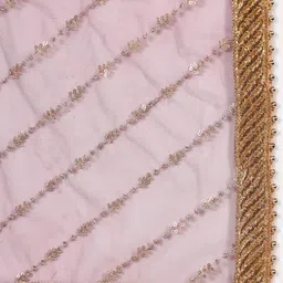 Clora Creation Striped Embellished Sequinned Net Dupatta image 3