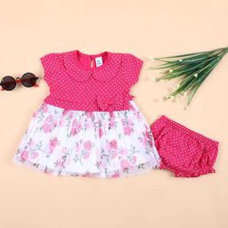 V-Mart Girls Floral Printed Peter Pan Collar Fit & Flare Dress-58