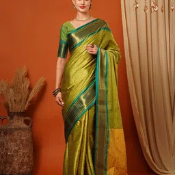yourwish Checked Zari Banarasi Saree-picture-15