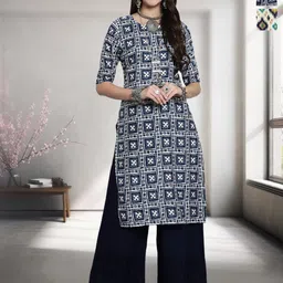HERE&NOW Selection of 2 Geometric Printed Round Neck Straight Kurtas-64