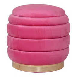 Shadowkart Pink Wooden Mudda Pouffe Ottoman-image-7