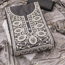 HERE&NOW Embroidered Organza Unstitched Dress Material-image-90