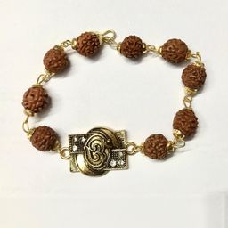 Divine souvenirs Unisex Gold-Plated Artificial Stones Studded & Beaded Link Bracelet-3