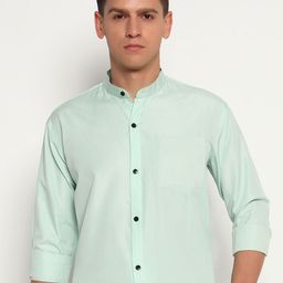 BUSCOTT Band Collar Cotton Shirt-image-47