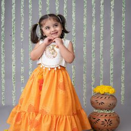 LABEL NEETI Girls Embroidered Thread Work Ready to Wear Lehenga &-picture-55