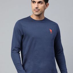 U.S. Polo Assn. Men Navy Blue Solid Pure Cotton Lounge T-shirt-picture-20