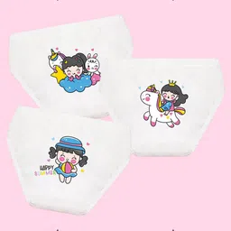 NUSYL Girls Pack Of 3 Unicorn Printed Mid Rise Basic Briefs - NUGCBRFPO3.0053-image-98
