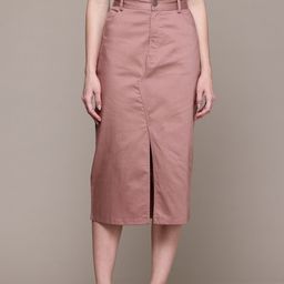 The Roadster Lifestyle Co. High-Rise Front-Slit Midi Skirt-picture-53