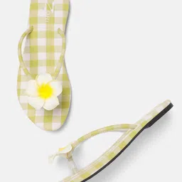 ZORI WORLD Women Checked Floral Open Toe Flats-56