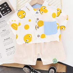 StyleCast x Revolte Boys Cartoon Printed Pure Cotton Shirt Collar Shirt & Trousers-image-82
