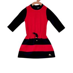 Cherry Crumble Girls Red & Blue Striped Fit &Flare Dress-image-56