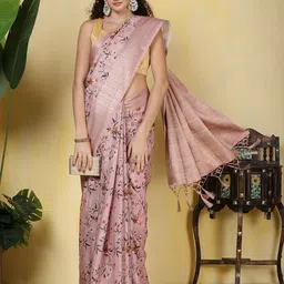 Meena Bazaar Floral Zari Art Silk Tussar Saree-image-75