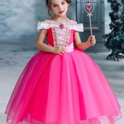YK Kids Girls Embellished Off-Shoulder Fit & Flare Maxi Dress-image-44