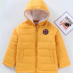Babyhug Polyester Woven Full Sleeves Winter Jacket Solid - Yellow-17