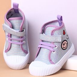 Cute Walk by Babyhug Casual Shoes with Velcro Closure Emoji Design - Purple-image-46