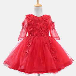 Mark & Mia Half Sleeves Corsage Party Dress - Red-image-65