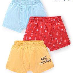 Babyoye Eco Conscious 100% Cotton With Antibacterial Finish Briefs Text Print Pack of 3 - Red Blue & Orange-image-50