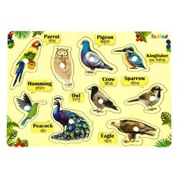TodFod Wooden Birds Puzzle With Knob Multicolour - 9 Pieces-24