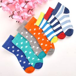 Footprints  Pack Of 7  Organic Cotton Star & Striped Socks - White & Grey-picture-14