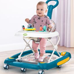 Baybee 2 in 1 Clofi Baby Walker Cum Rocker Kids Walker with Push Handle 3 Adjustable Height Foot Mat Rocking & Musical Toys - Blue-image-4