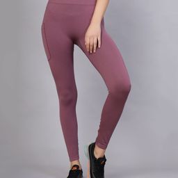 Zelena Solid High Waisted Postpartum Leggings - Tulipwood Purple-image-4