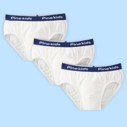 Pine Kids Cotton Lycra Knit Briefs Solid Colour Pack of 3 - White-image-90