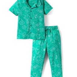 Pine Kids Single Jersey Knit Half Sleeves Game Controller Printed Night Suit - Sea Green-image-85
