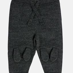 MINI KLUB Cotton Solid Self Designed Leggings - Grey-image-38