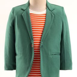 Rikidoos Full Sleeves Solid Blazer With Striped Tee - Green & Orange-image-11