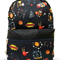 Bad Habit Kids Sport Series Backpack Stylish Black Print Design - Height 14 Inches-image-81