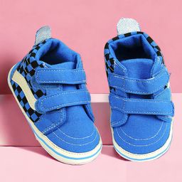 Baby Moo Checked With Double Velcro Closure Anti Skid Sneakers - Blue-image-51