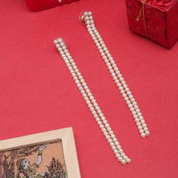 KPOP Gold-Plated Contemporary Pearls Beaded Drop Earrings-image-18