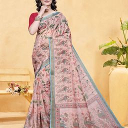 Moda Rapido Floral Printed Cotton Saree With Unstitched Blouse Piece-image-87